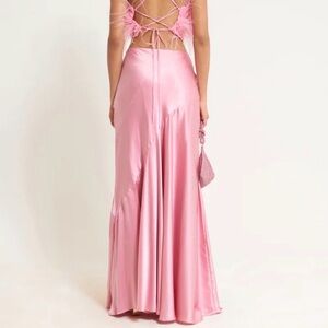 Cult Gaia Blush Satin Maxi Skirt
